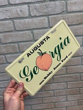 Vintage Augusta Georgia PEACH Dealership Booster License Plate Bobby Jones Ford