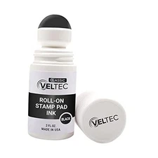 Veltec Classic Roll-on Stamp Pad Ink Refill, 2 oz Bottle, Apply to Ink Black