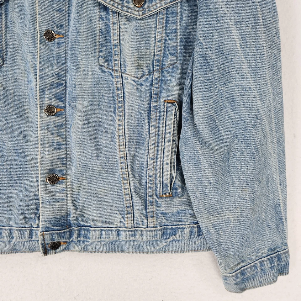 Chaqueta De Colección Para Hombre XL Azul Denim Paseo Para MDA 2002 Motocicleta Camionero en Relieve Foto 4 de 4