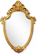 16.5 X 11 Inch Antique Mirror Shield Shape Brush Gold