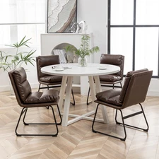 Roundhill Innes 5-Piece Round Dining Set, Trestle Table with