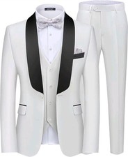 MAGE MALE Men's 3 Piece Suit Shawl Collar Slim Fit M Elegant Tuxedo Solid One.54