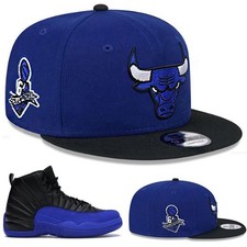 New Era Chicago Bulls Snapback Hat Match Air Jordan 12 Retro Game Royal Blue Cap