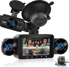 NHOPEEW Dash Cam Front and Rear Inside, 4 Channel Dash Cam 3" IPS Screen Fron