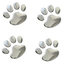 3D Dog Paw Footprint Sticker Decal Auto Car Emblem Decal Decoration  Silver