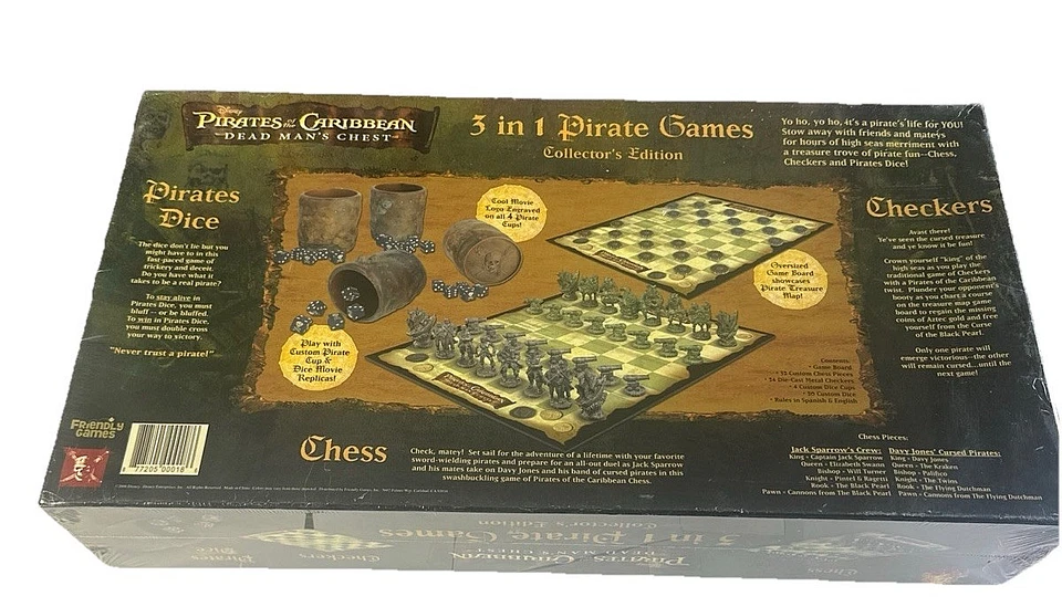 2006 Pirates of the Caribbean Dead Man's Chest 3 in 1 Checkers, Chess, Dice Game - Image 2 of 4