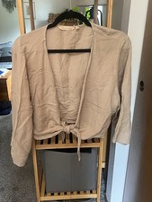 Soft Surroundings Tan Tie Front Cardigan Shrug 3/4 Sleeve XL
