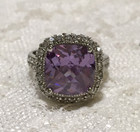 Purple Stone Cocktail Ring Silver Tone Womens size 9 Hallo Design — photo 2