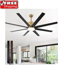 60" Black Gold Ceiling Fan with Light, Remote, 6 Speeds, Quiet DC Motor
