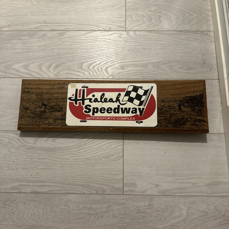 Original Hialeah Speedway Bleacher With Vintage License Plate READ nascar Auto