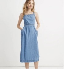 Madewell Denim Apron Midi Dress in  size 4
