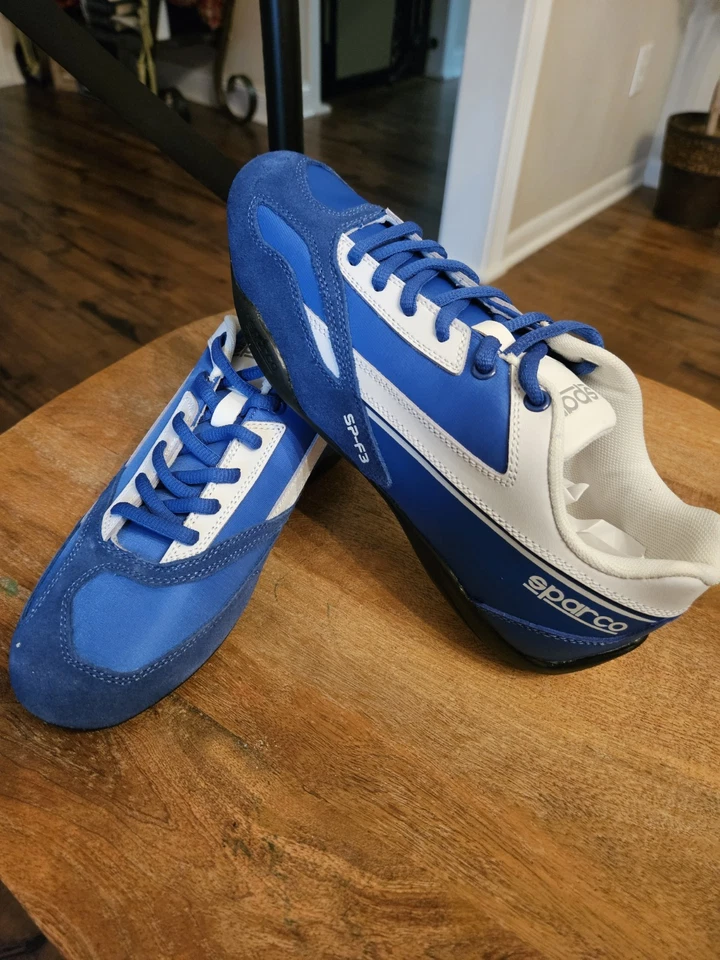 Zapatillas deportivas SPARCO SP-F3 blancas y azules deportes de motor zapatos para conducir talla 40 Reino Unido Foto 4 de 4
