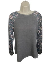 SANCTUARY CLOTHING Women's Size XS Grey Open Back Wool Blend Mixed Media Blouse