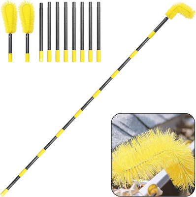 10 FT Telescopic Gutter Cleaning Brush and Long Reach Tool for Leaves and Debris