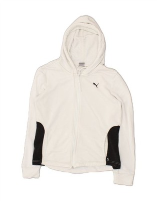 Puma Damen Zip Hoodie Pullover UK 14 Medium weiß Colourblock BC12