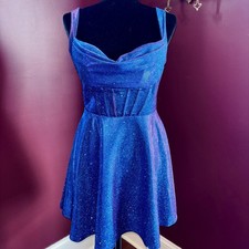 B Smart Royal Blue Glitter Dress Lined Party Homecoming Prom Junior Sz 5