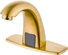 Brushed Gold Touchless Bathroom Sink Faucet - Automatic Motion Sensor Battery...