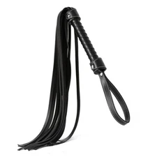 30'' PU Leather Riding Crop Flogger Whip Black Spanking Whip Portable Adult Game