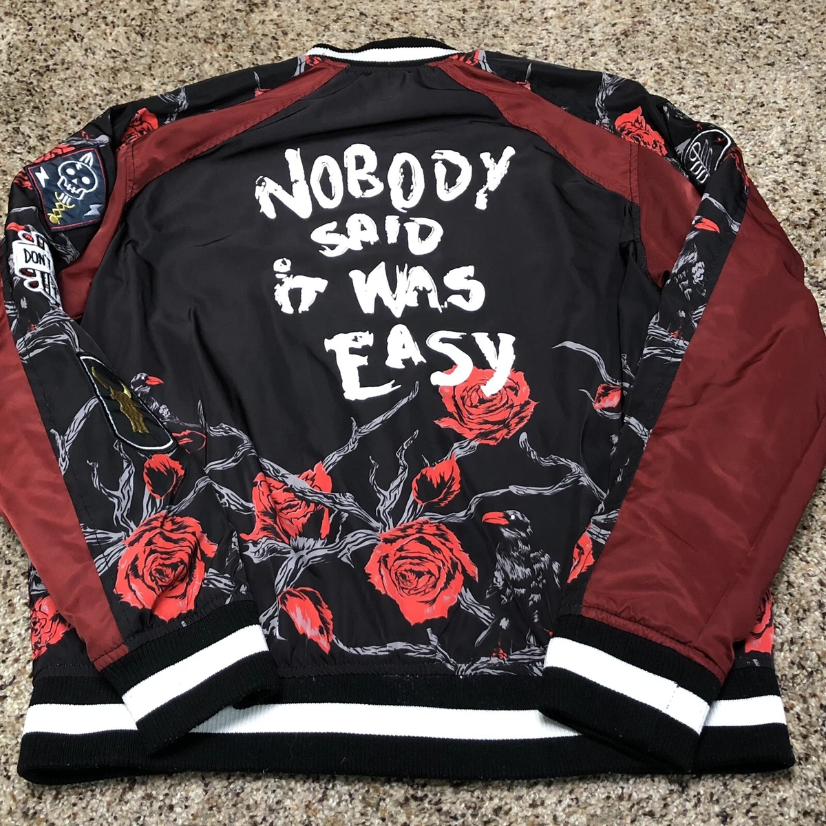 Reason Jacket Bomber Jacket Satin Embroidered L Zip Up Trust No