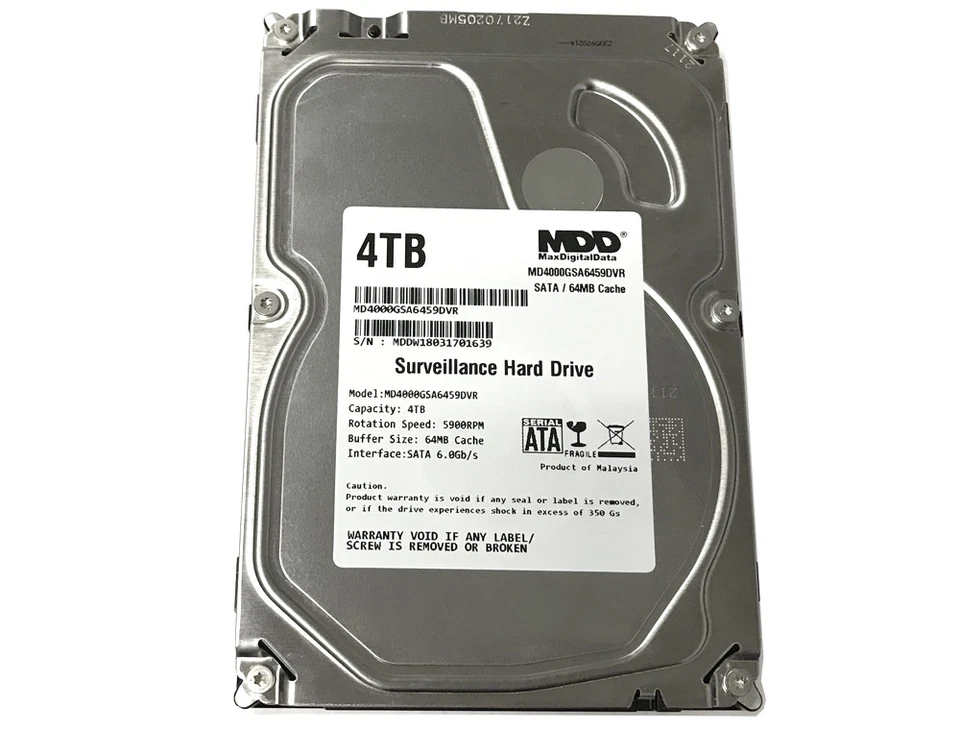 MDD 4TB 5900RPM SATA 3.5" Surveillance Hard Drive -CCTV DVR,Surveillance Storage - Image 3 of 4