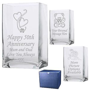 Personalised Rectangle Vase Silver Sapphire Diamond 