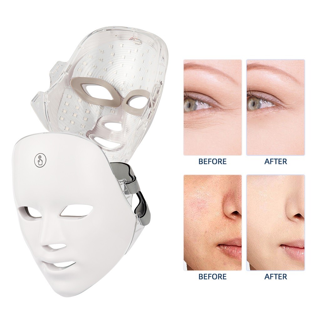 LED Photon Facial Mask Light Therapy Electric Face Massager Skin