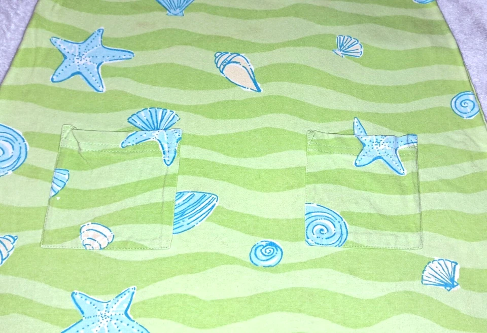 Girls LILLY PULITXER green blue seashell boutique dress 6 6x cotton knit beach - Image 2 of 4