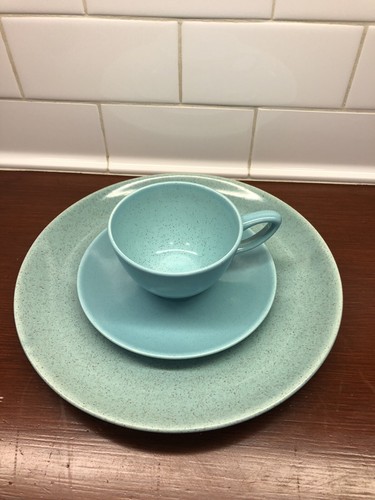 Vintage Metlox Monterey MCM Coffee Cup/Saucer And Lunch Plate Speckled - Picture 4 of 10