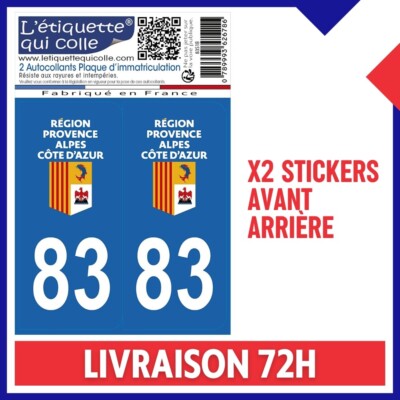 2 Adesivi Per Targa Auto Dipartimento 83 - Provenza-Alpi-Costa Azzurra - Vinile Ufficiale 9,7x4,6cm - Foto 14