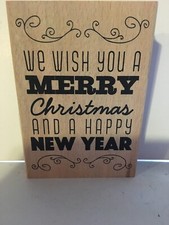 Hampton Art WE WISH YOU A MERRY CHRISTMAS AND A HAPPY NEW YEAR Rubber Stamps