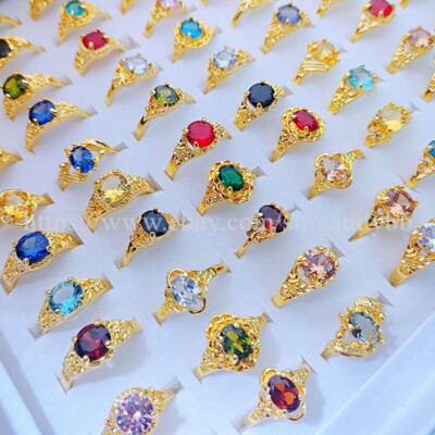 Wholesale lot 20pcs rings cubic zirconia cz crystal woman jewelry bulk