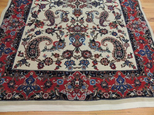 4x6, 5x7 Semi-Antique Qu'm Esphahan Oriental Area Rug Quark Wool Paisley - Picture 3 of 10