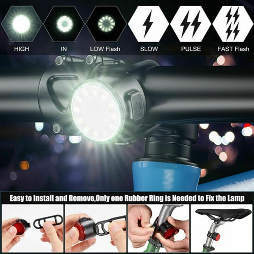 USB Rechargeable 12 LED Bicycle Headlight Bike Front Rear Light Cycling Lamp Set - Picture 8 of 16