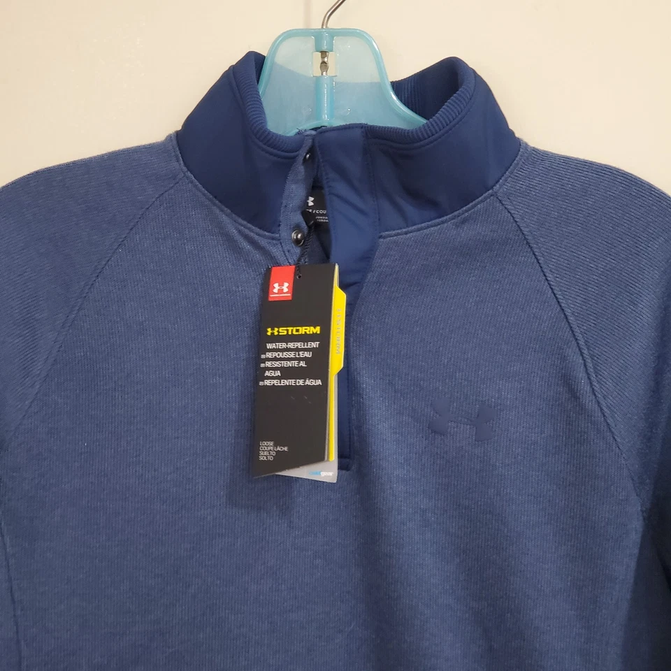 Suéter Pullover Under Armor Polar 1/4 Snap Storm Juvenil L Azul Brezo Acanalado Foto 2 de 4