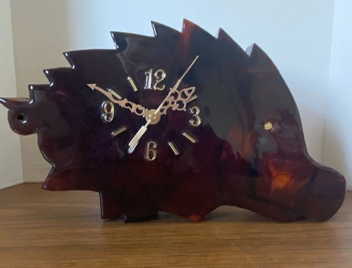 Vintage Arkansas Razorback Wood Carved Clock - Afbeelding 1 van 10