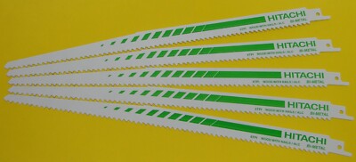 Hitachi 725302 12-Inch, 6 TPI, HCS, Wood Cutting Reciprocating Saw Blades - 5 Pa
