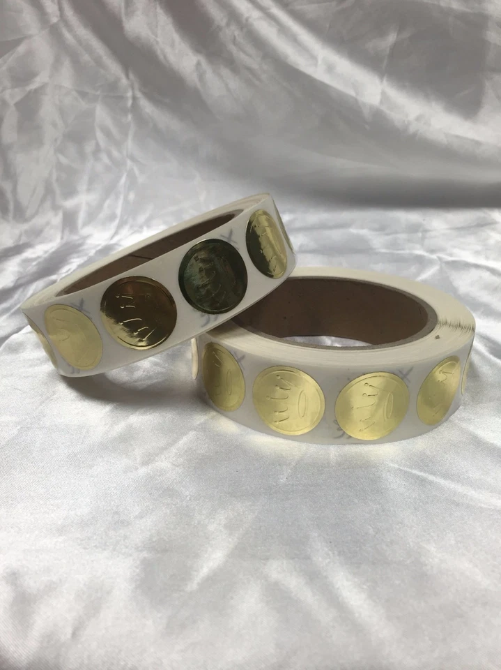 Hallmark Embossed Gold Foil Seals 1" Diameter Gold Crown 1000 Sticker Roll - Image 4 of 4