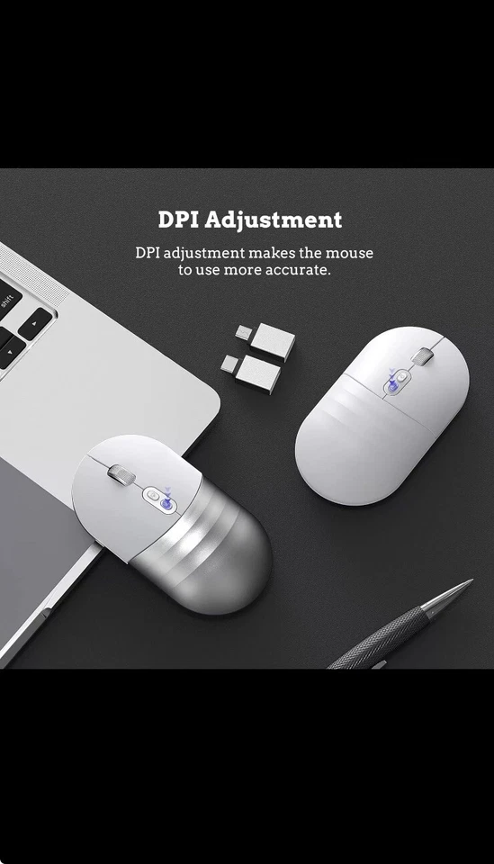 Wireless Bluetooth Mouse 4Mac MacBook & Windows Lap Rechargeable 2.4GHZ - White✅ - Image 2 of 4