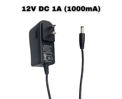 12V DC 1000mA Power Supply Adapter 1A Wall Charger for 12V Electronic Devices
