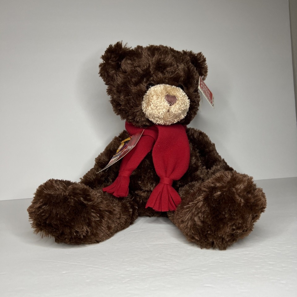 Gund New Gift Tag Plush Stuffed Bradley Borders Brown Red Scarf Teddy ...