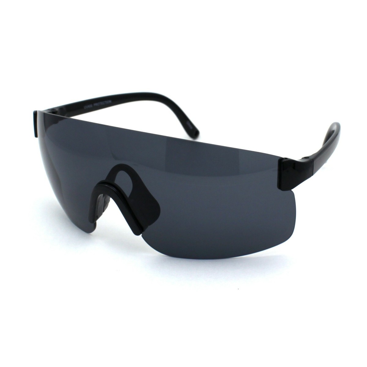 Mens Mirrored Shield Rimless Sport Plastic Sunglasses | eBay