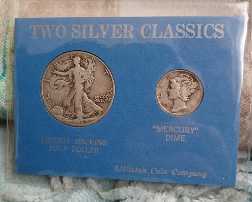 2 SLIVER CLASSIC 1942 HALBER DOLLAR, 1943 QUECKSILBER DIME