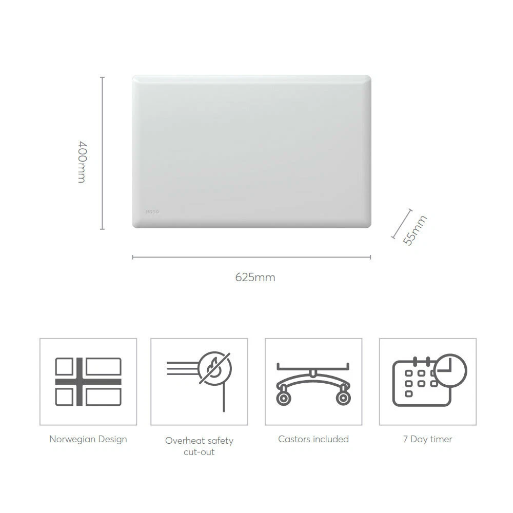 Nobo 750W Slimline Portable Indoor Electric Panel Heater w/ Castors/Timer  White 9420033213948 | eBay