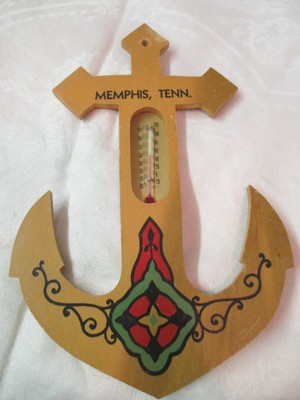 Vintage Thermometer Wooden Boat Anchor Souvenir Tennessee Art Deco design