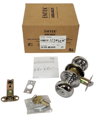 Emtek 5100PUS26 Reg Rose & Adjustable Latch Providence Knob Keyed Entry