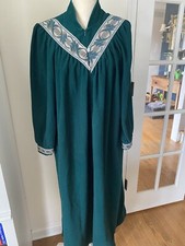 Vintage Vanity Fair Long Bathrobe L Velour Housecoat Tapestry Green three's comp