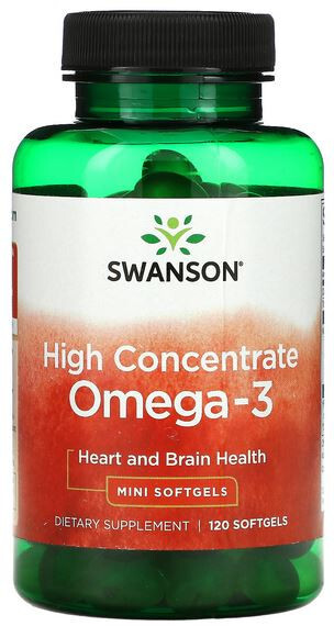 Swanson High Concentrate Omega-3 EPA DHA Heart + Brain Health - 120 Softgels