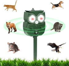 Solar Powered Rodent Ultrasonic Animal Repellent, Waterproof Motion Green 
