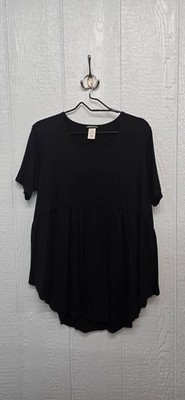 New XL Heimish Black Short Sleeve Babydoll Top