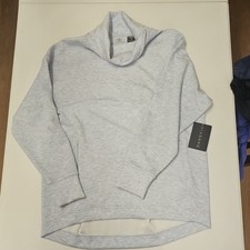 Danskin Women's Gray Cowl Neck Pullover Sweatshirt Zipper Logo Size M